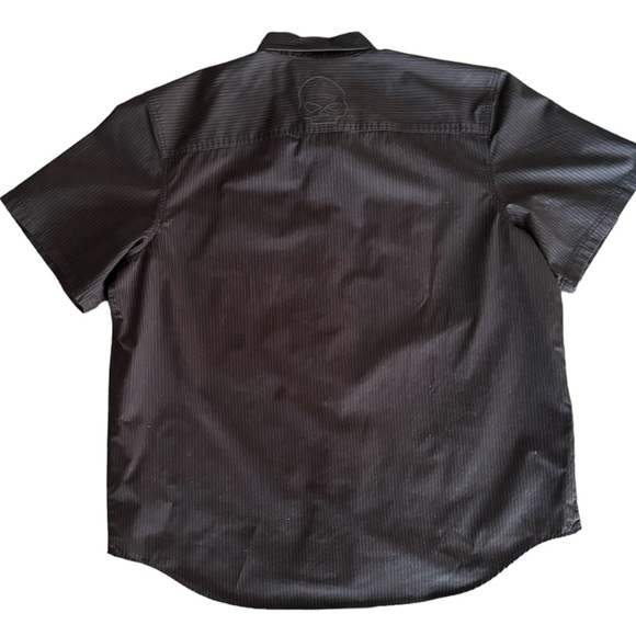 Harley Davidson men’s black pin strip button up 2 XL - Picture 2 of 4